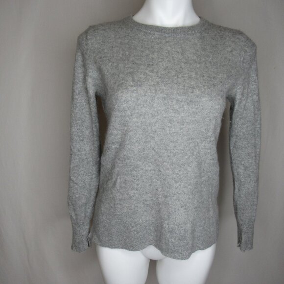 Halogen Gray 100% Cashmere High Low Crew Neck Sweater Women's PM Petite Medium - Picture 5 of 9